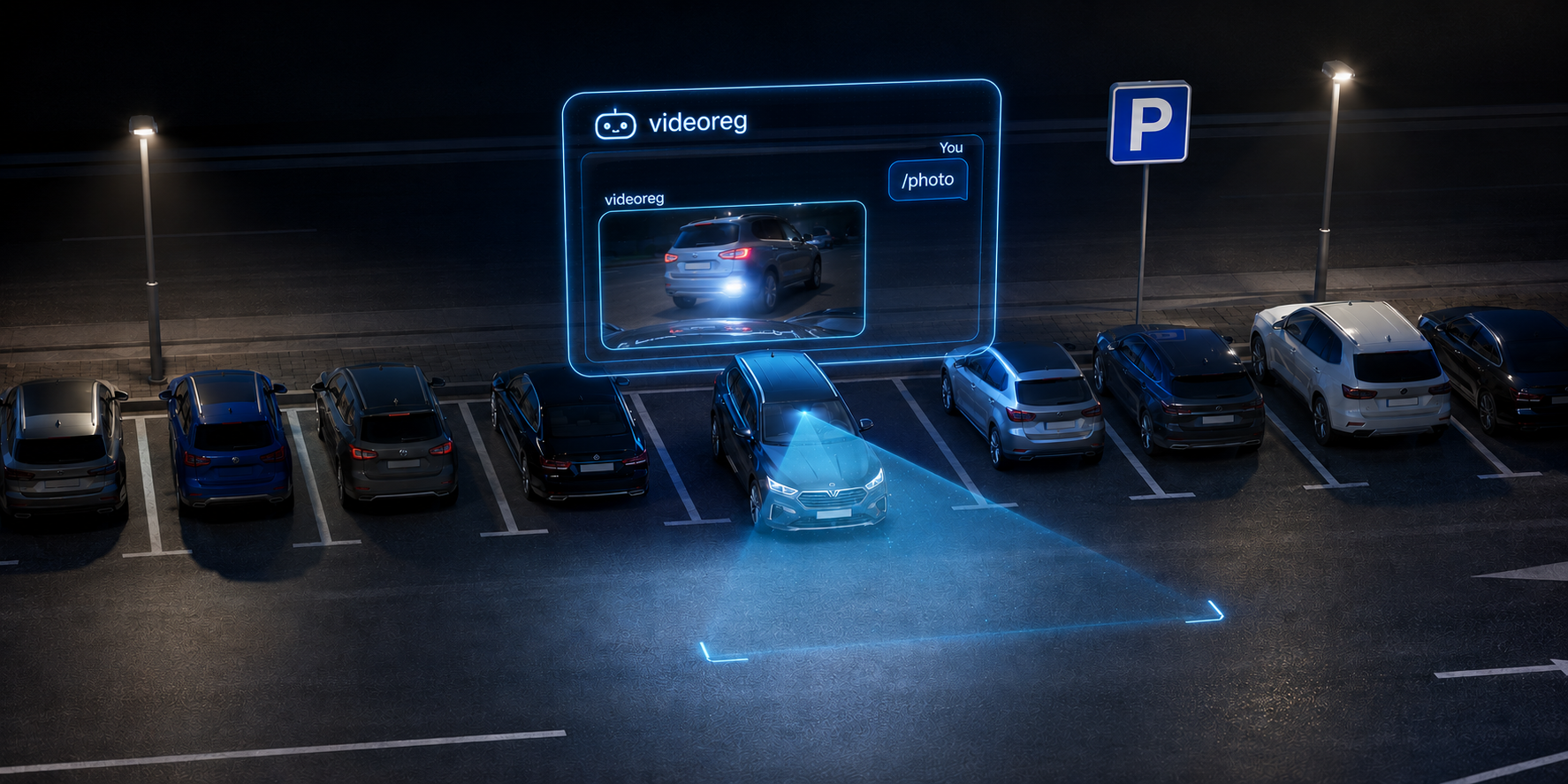 Videoreg parking mode — remote /photo request from the dashcam in a night car park