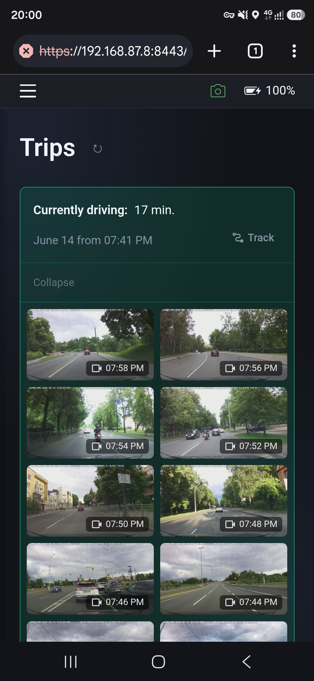 Web UI · Trip clips